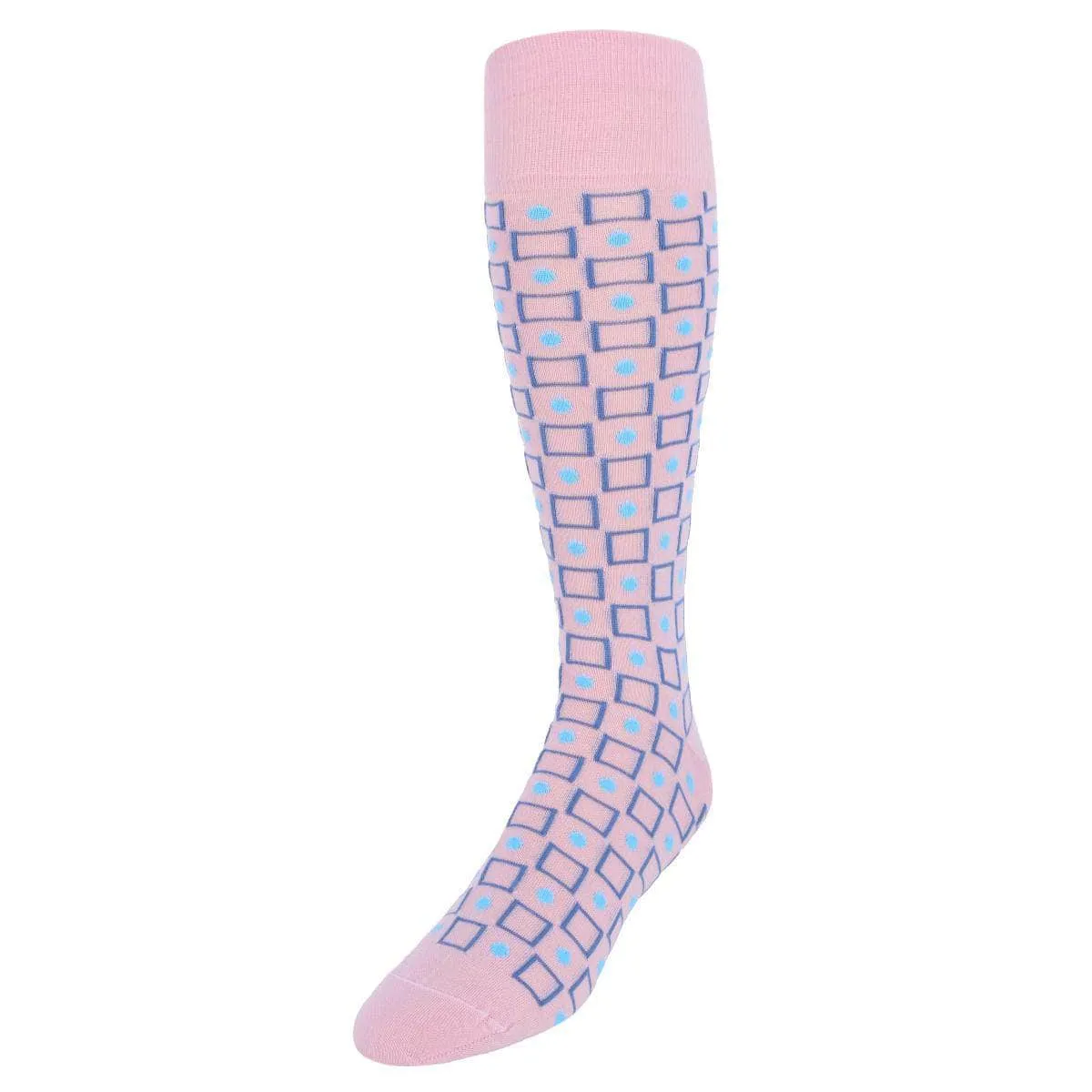 Aurelien Square and Circle Patterned Mercerized Cotton Mid-Calf  Socks