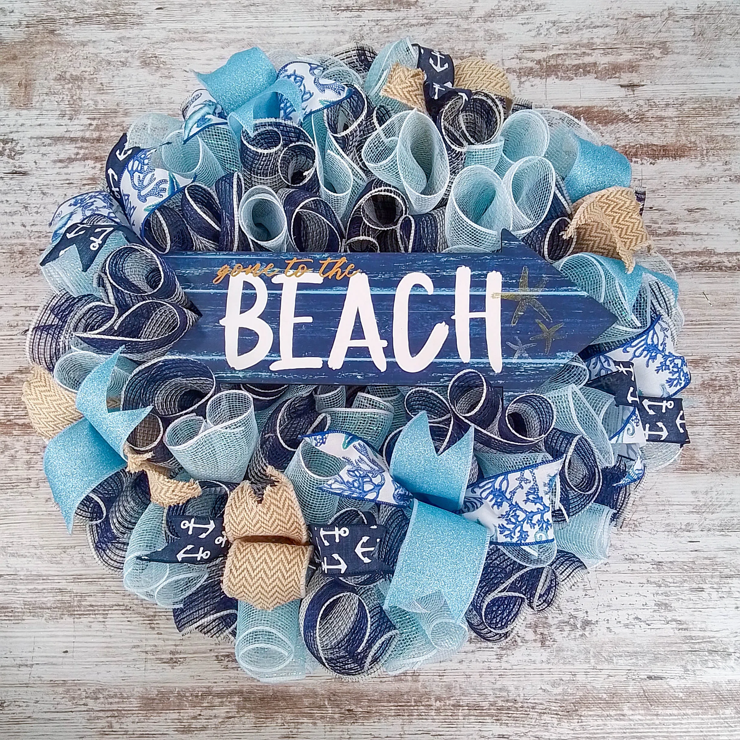 Beach Themed Wreath, Ocean Inspired Home Decor, Nautical Front Door Decoration