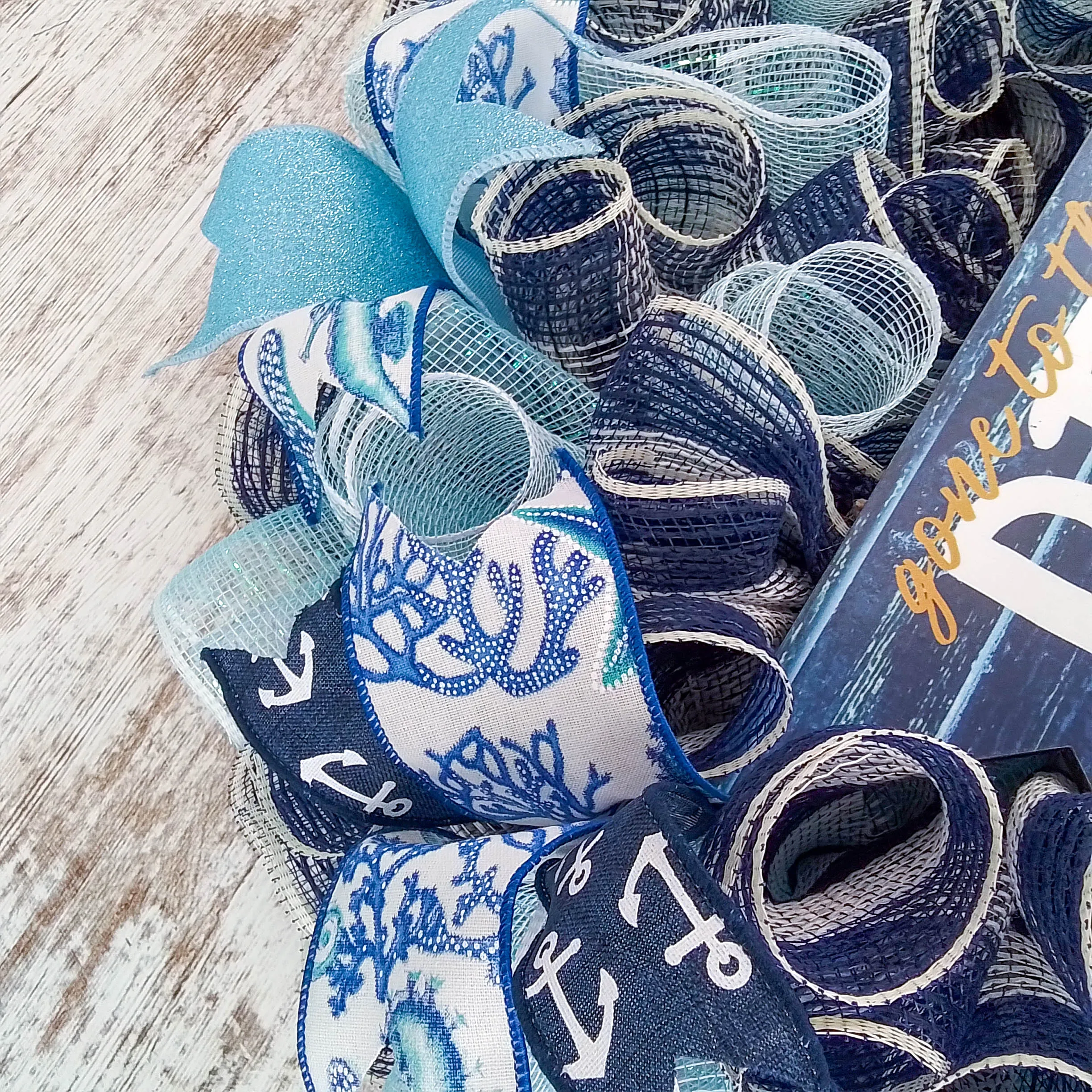 Beach Themed Wreath, Ocean Inspired Home Decor, Nautical Front Door Decoration