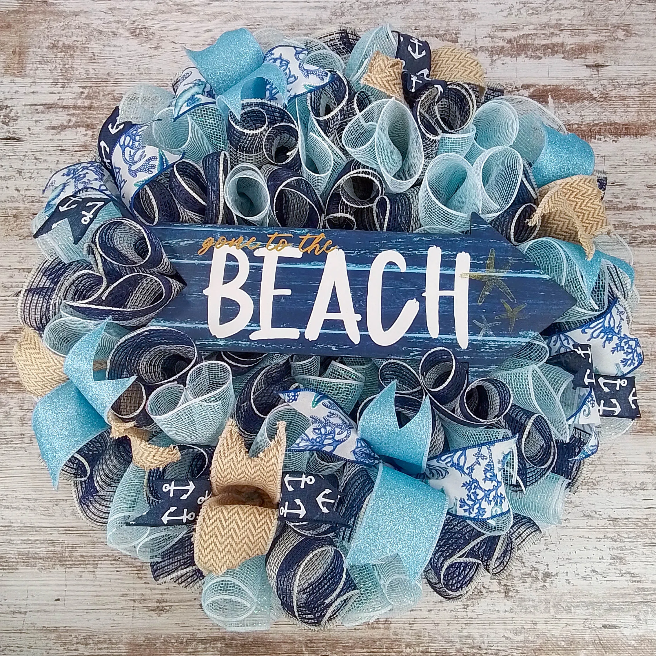Beach Themed Wreath, Ocean Inspired Home Decor, Nautical Front Door Decoration