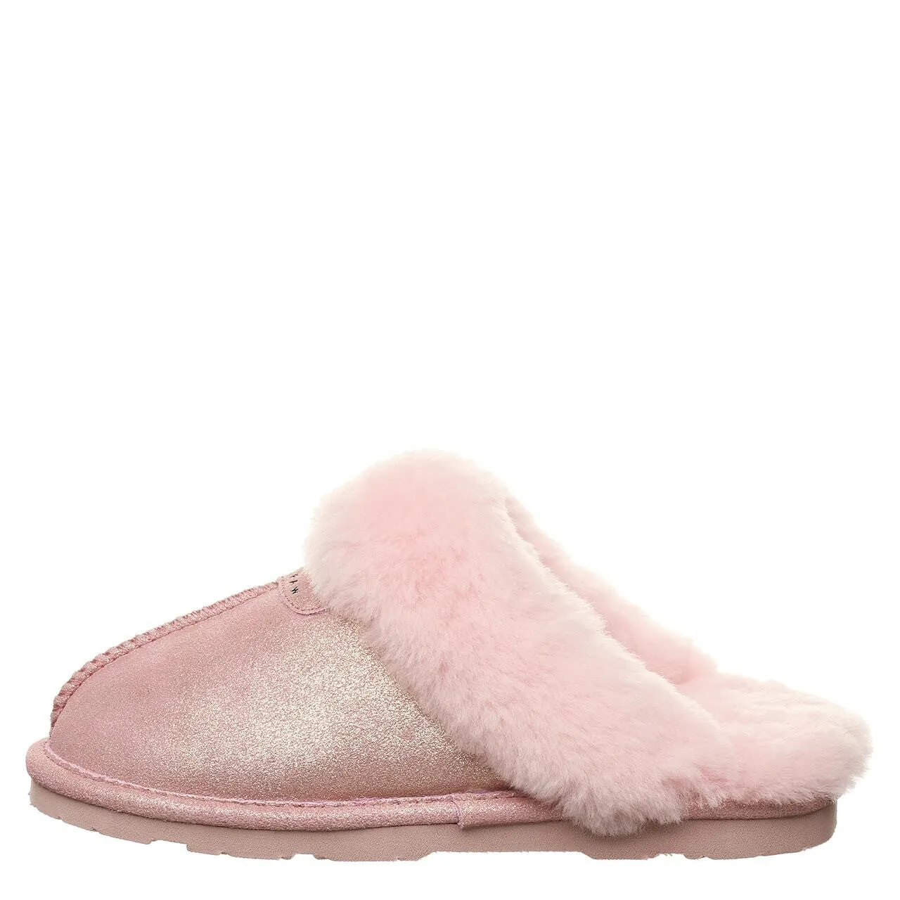 BEARPAW WOMEN'S LOKI SUEDE SLIDE SLIPPERPINK LEOPARD GLITTER