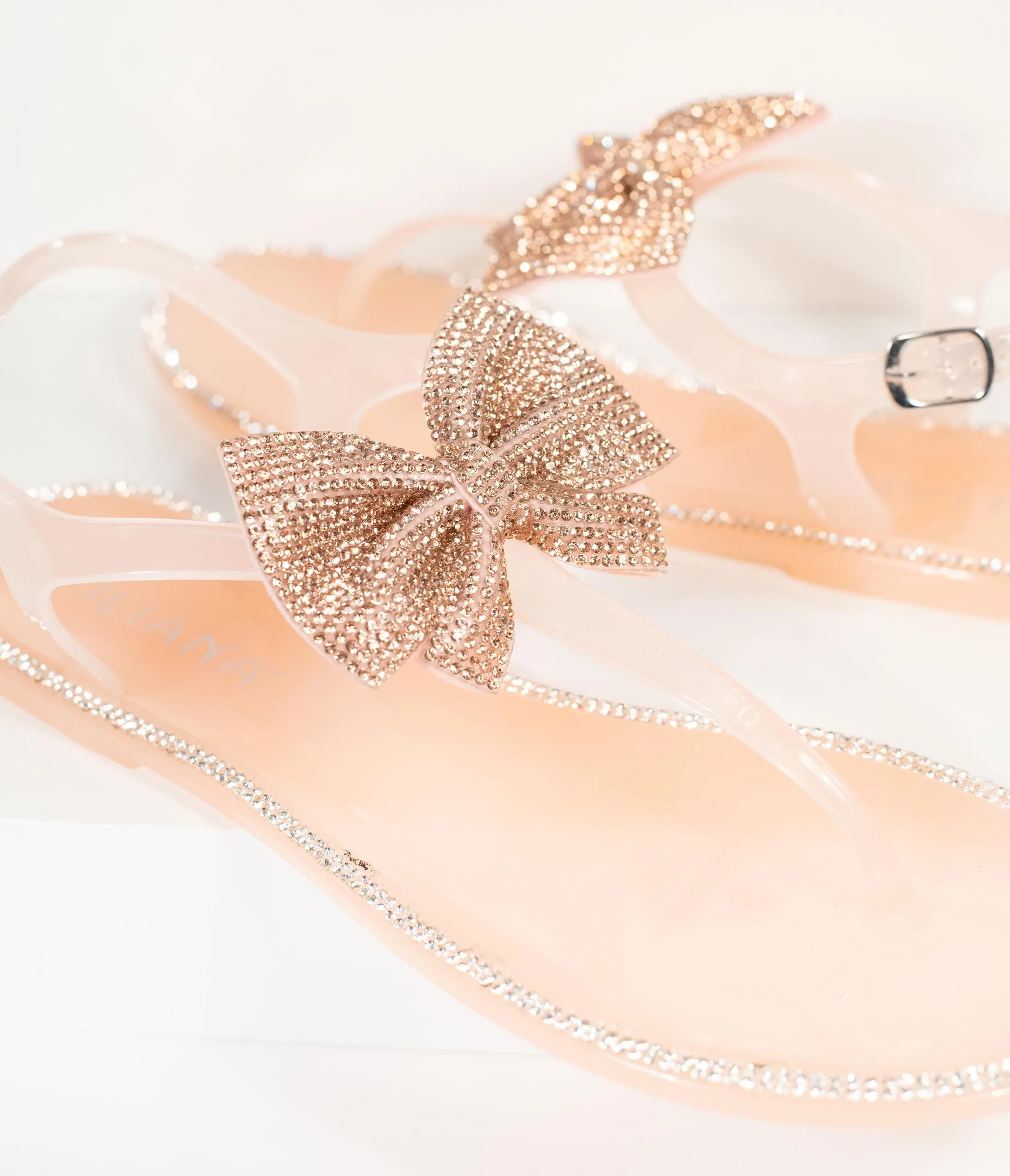 Blush Pink Jelly Rhinestone Bow Sandal