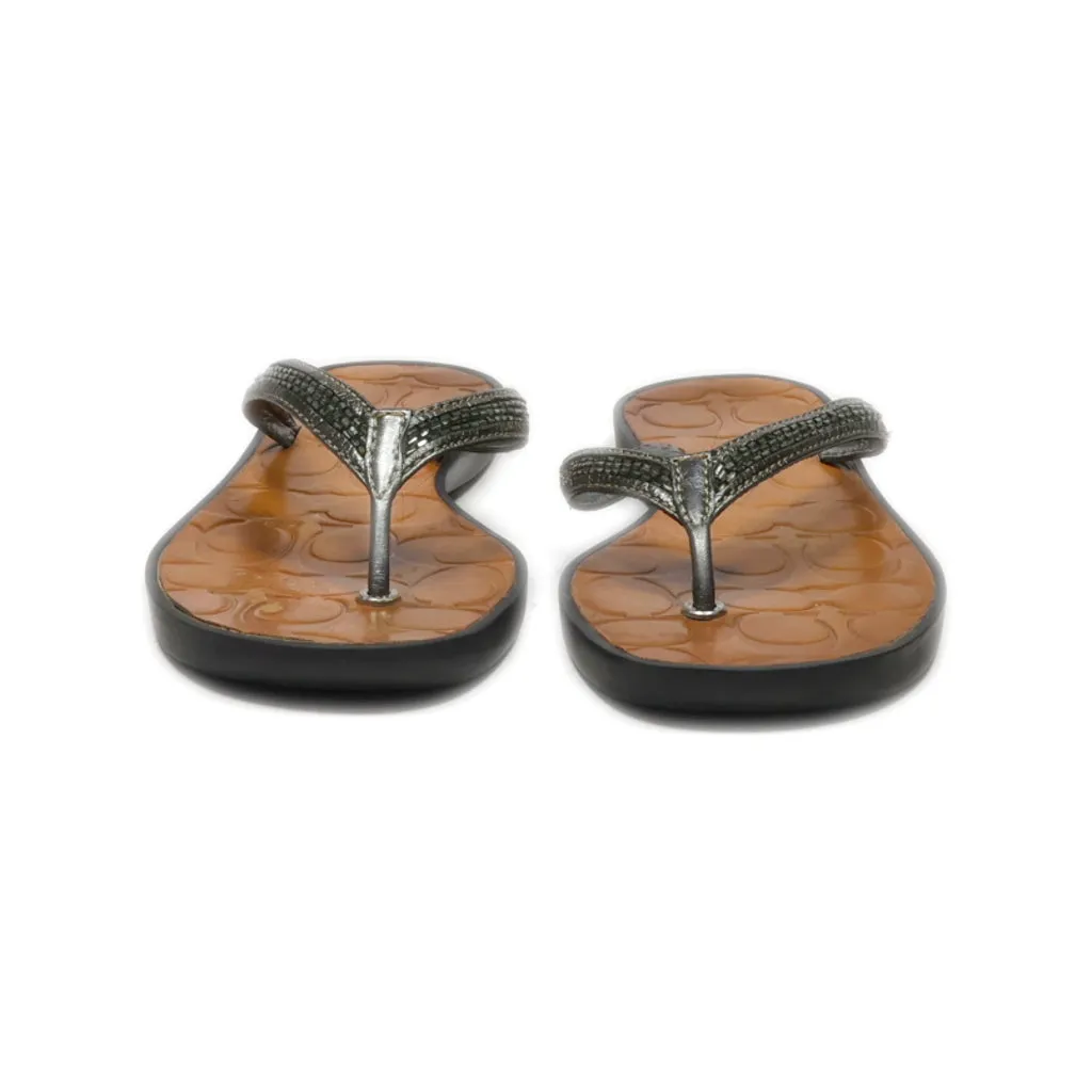Coach Flip Flops Fabric Grey Colour For Women