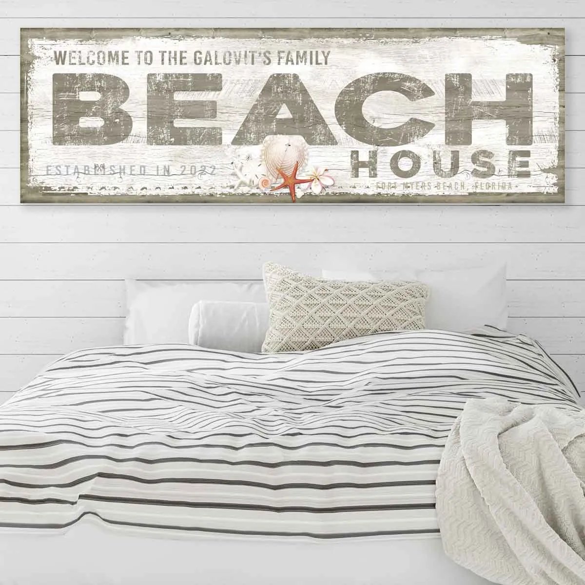 Coastal Wall Decor - Welcome to the Beach House Sign Personalized