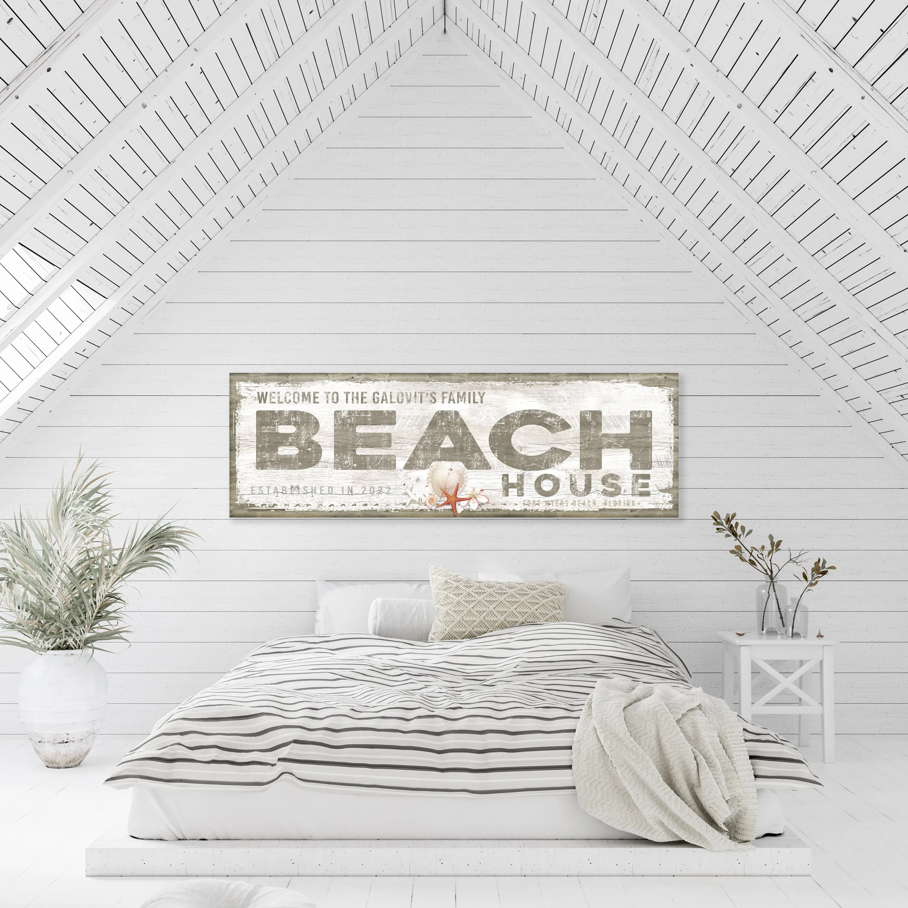 Coastal Wall Decor - Welcome to the Beach House Sign Personalized
