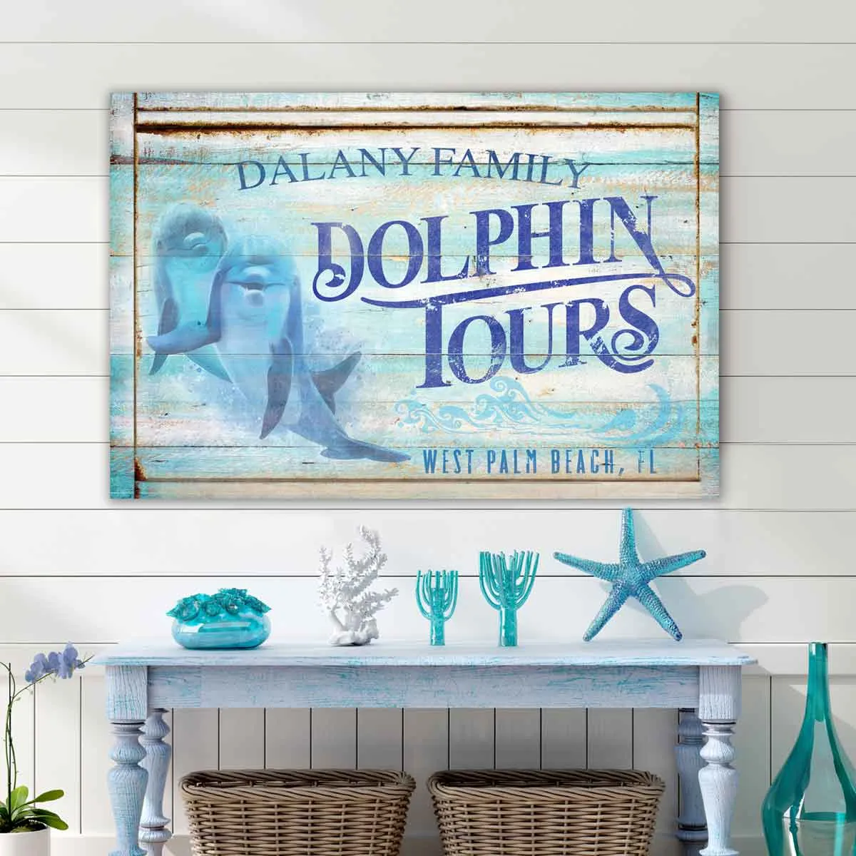 Dolphin Art - Beach House Sign Dolphin Tours