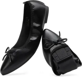 DREAM PAIRS Women's Foldable Flats Shoes Pointed Toe Ballet Flats Bowknot Comfort Slip on Dress Shoes