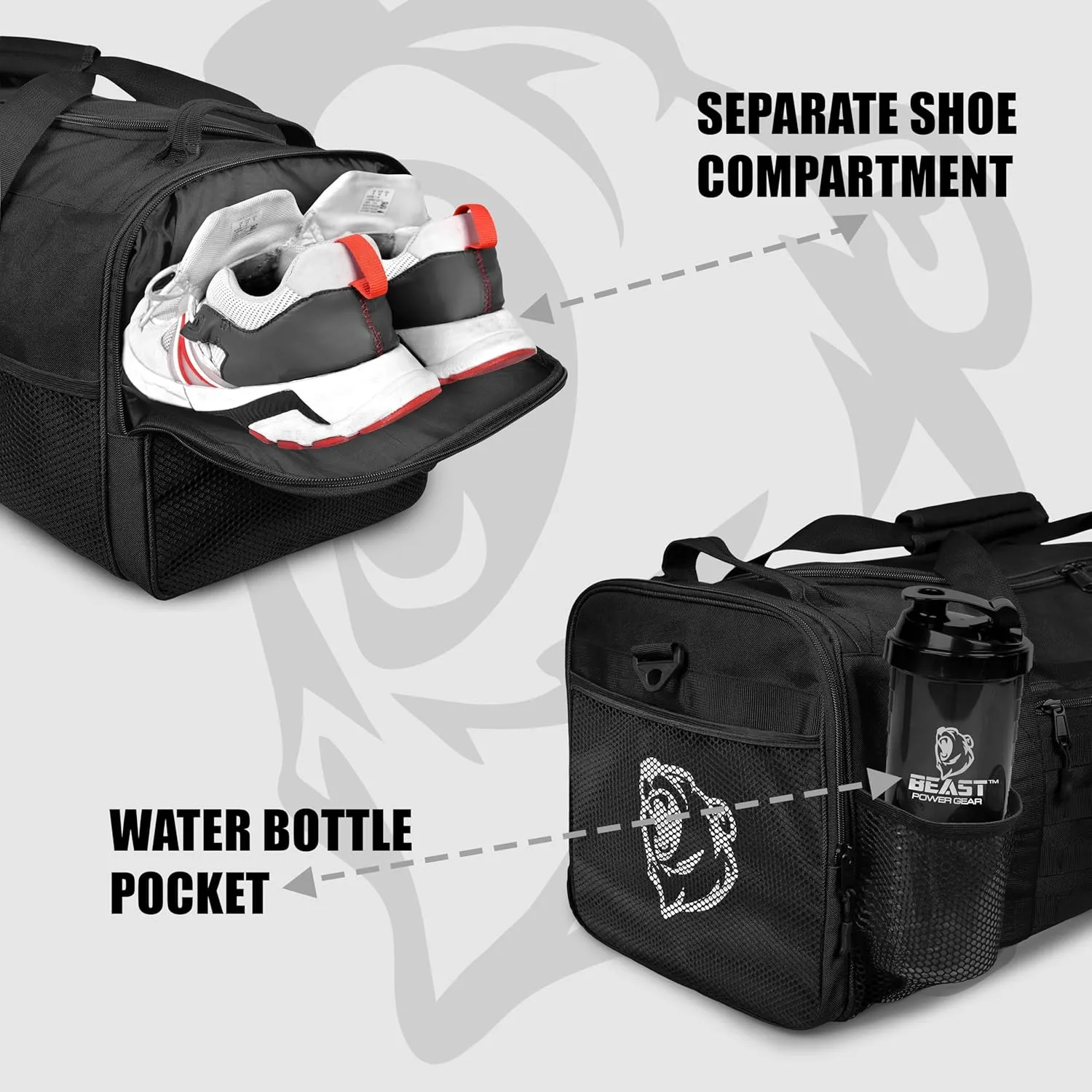 Duffle Gym Bag for Men & Women ?C Large Duffel Athletic Gym Boxing Bag with Shoes Compartment, Wet Pocket ?C Fitness,Workout,MMA,BJJ,Jiu Jitsu Gym Bag
