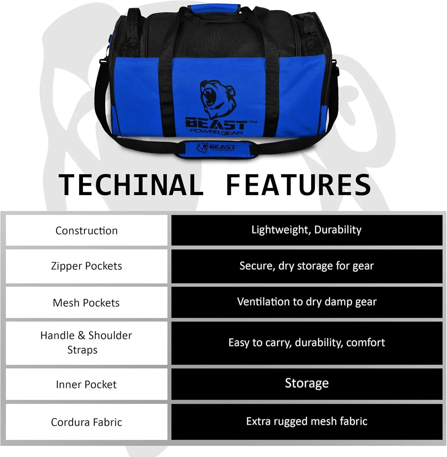 Duffle Gym Bag for Men & Women ?C Large Duffel Athletic Gym Boxing Bag with Shoes Compartment, Wet Pocket ?C Fitness,Workout,MMA,BJJ,Jiu Jitsu Gym Bag