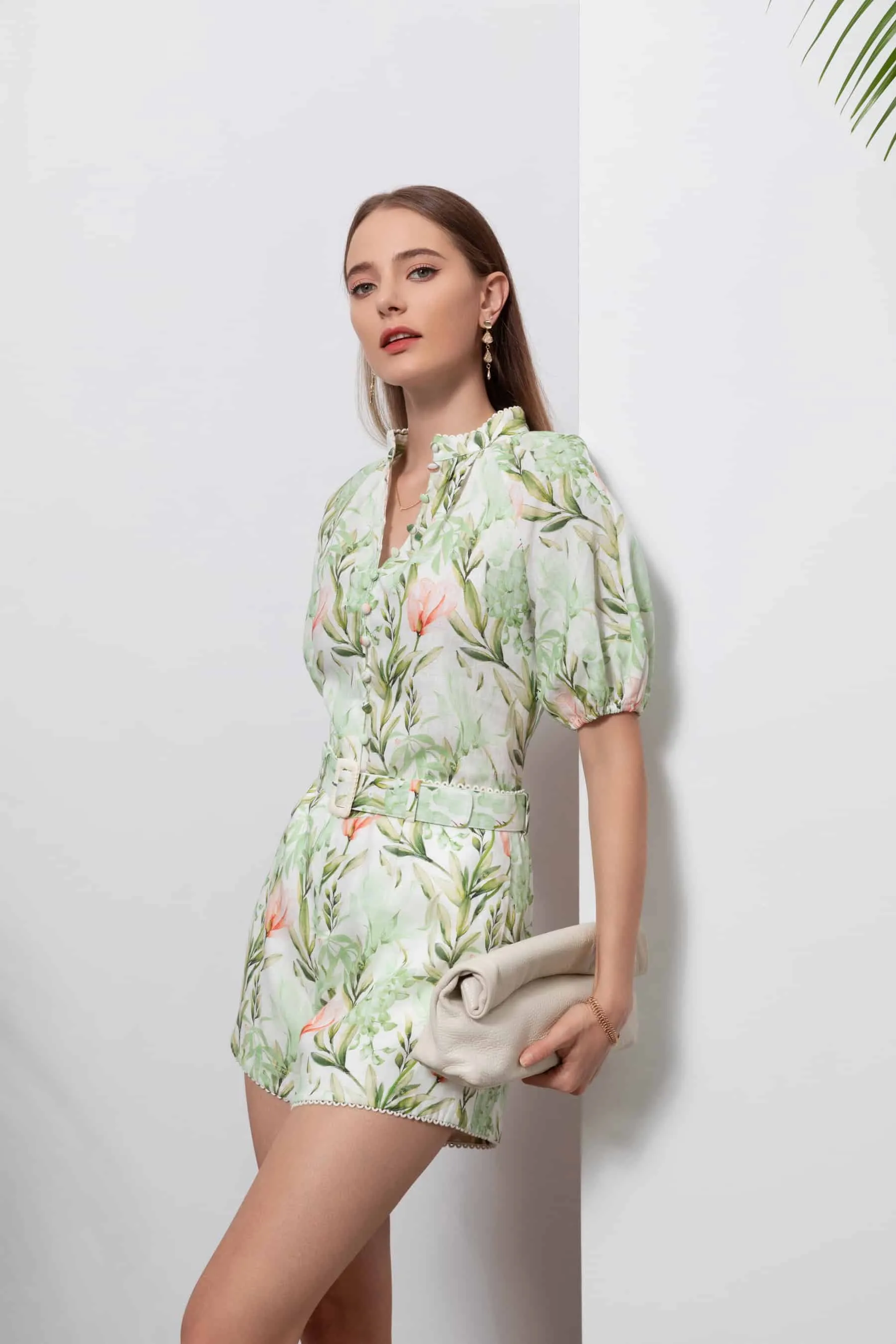 GDS Desiree Floral Linen Blouse | Green