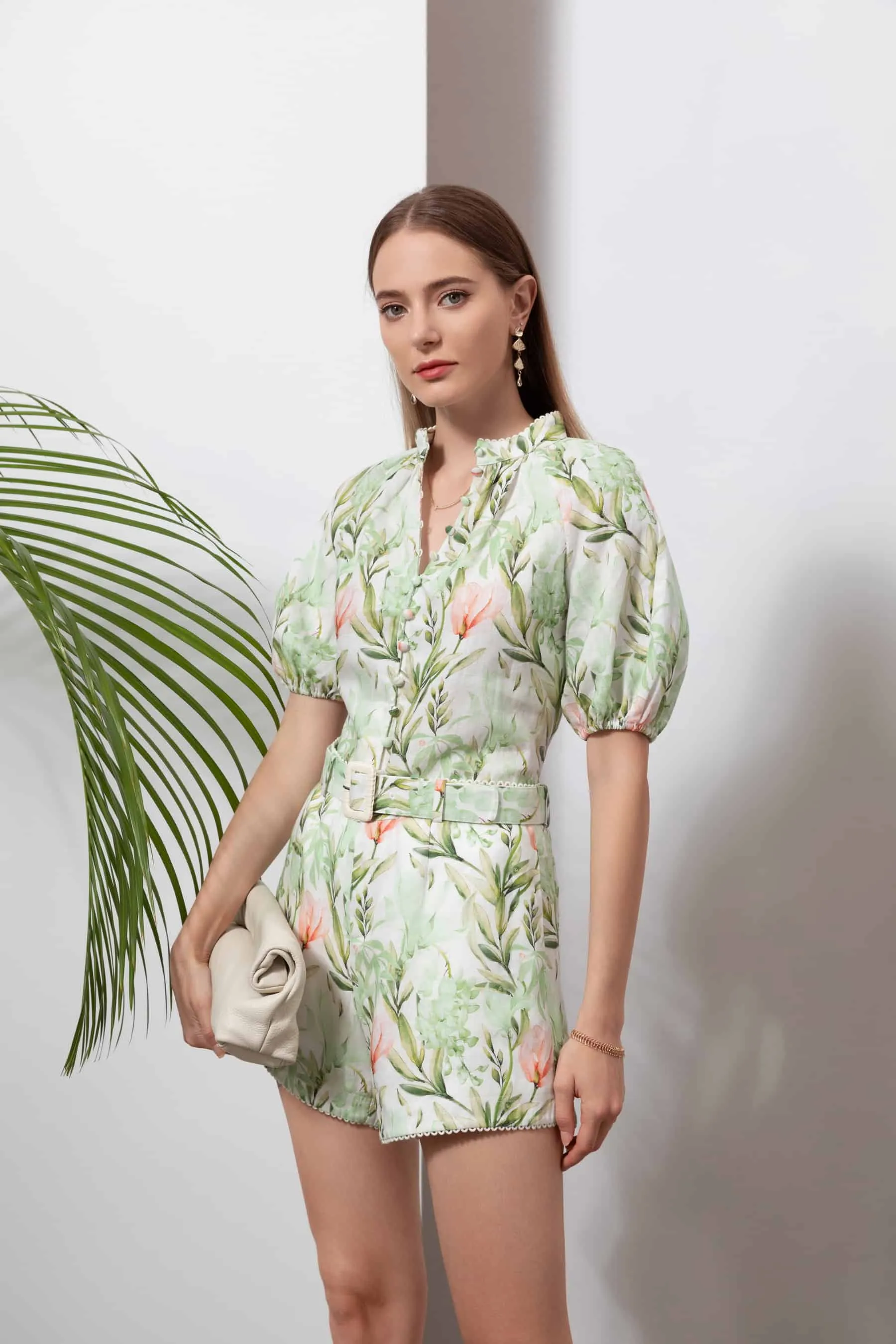 GDS Desiree Floral Linen Blouse | Green
