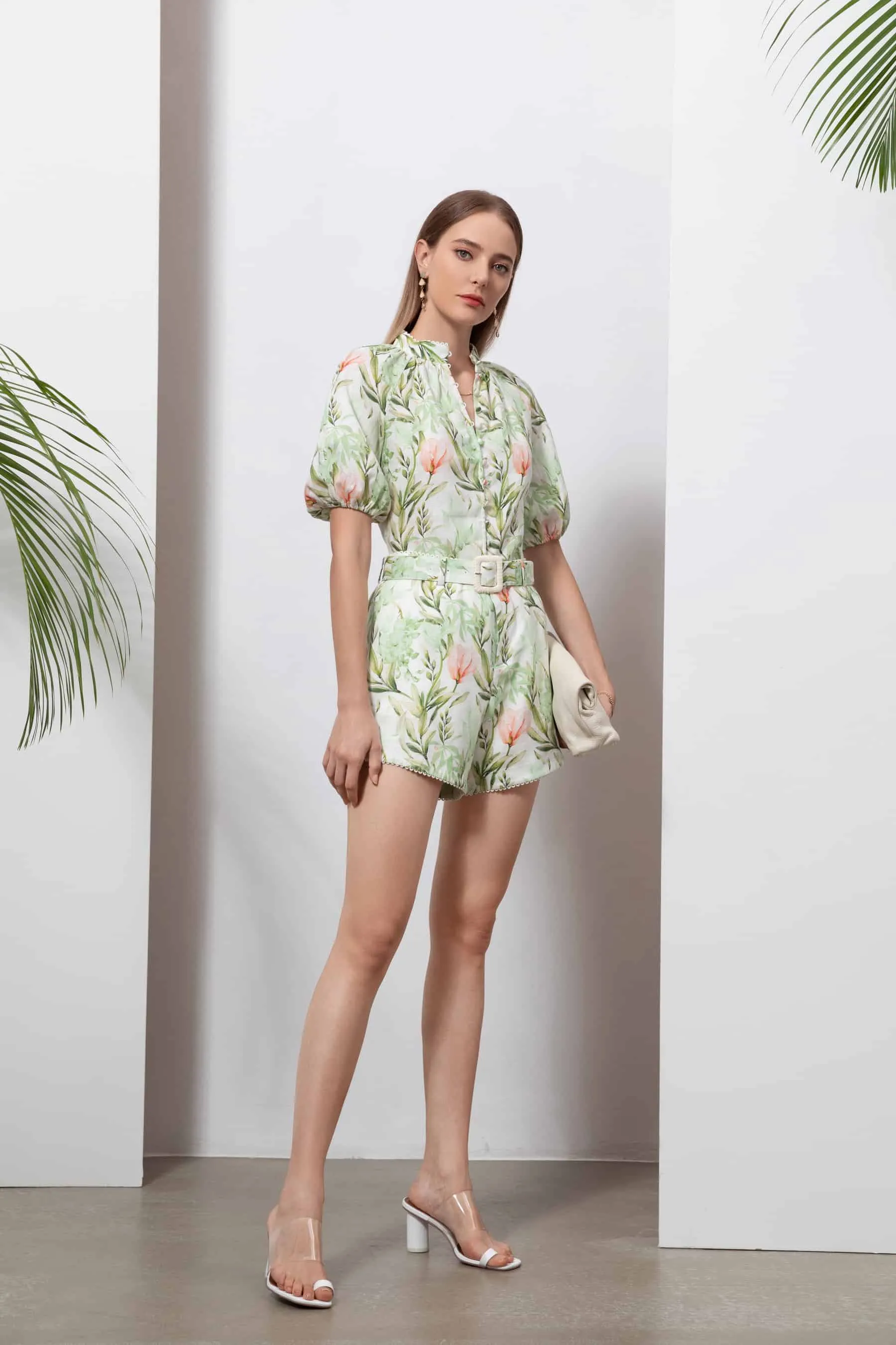 GDS Desiree Floral Linen Blouse | Green