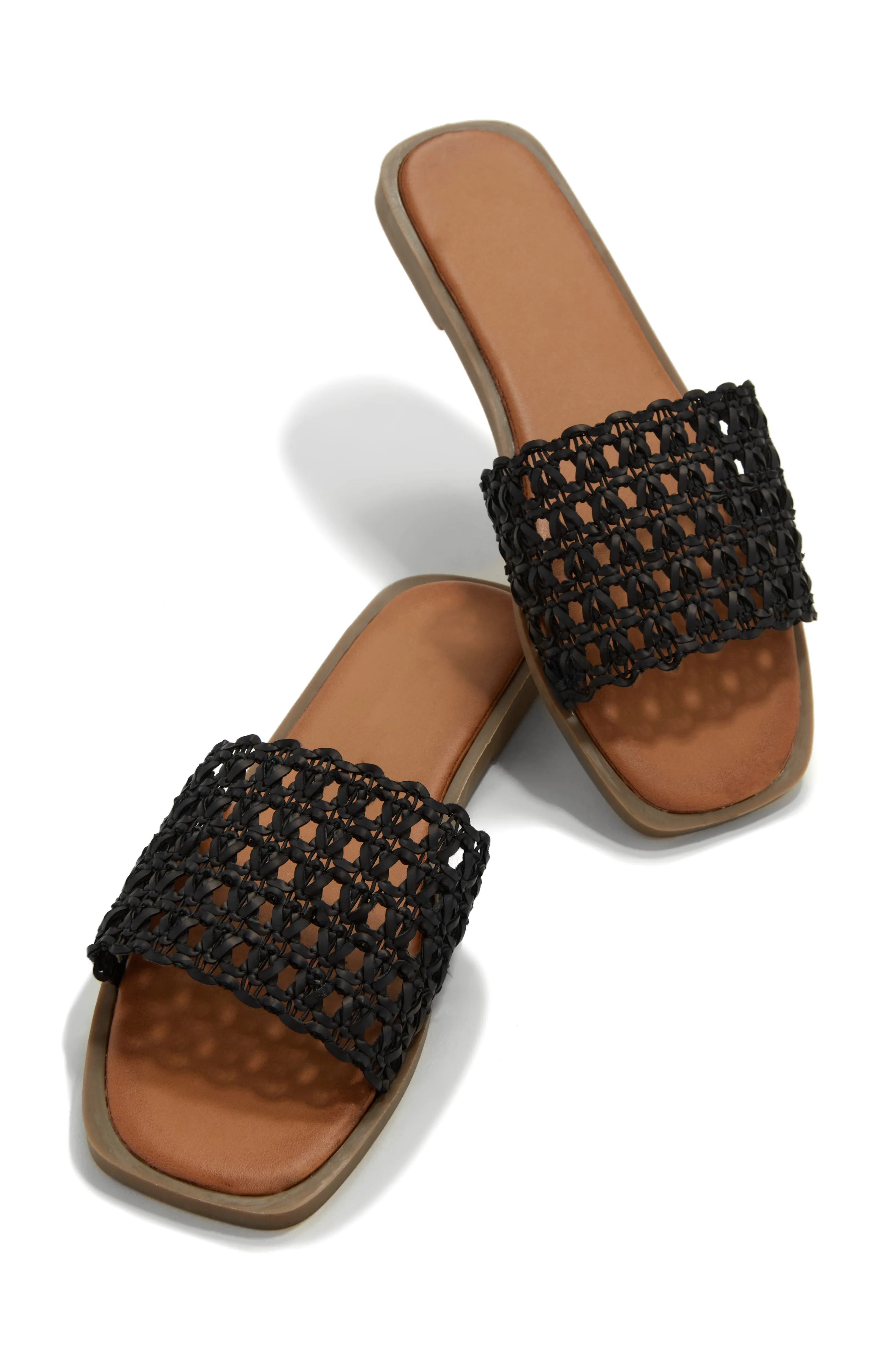 Getaway Oasis Woven Strap Flat Slip On Sandals - White