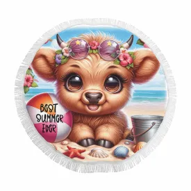 Highland Cow Awd35110  Circular Beach Shawl 59"