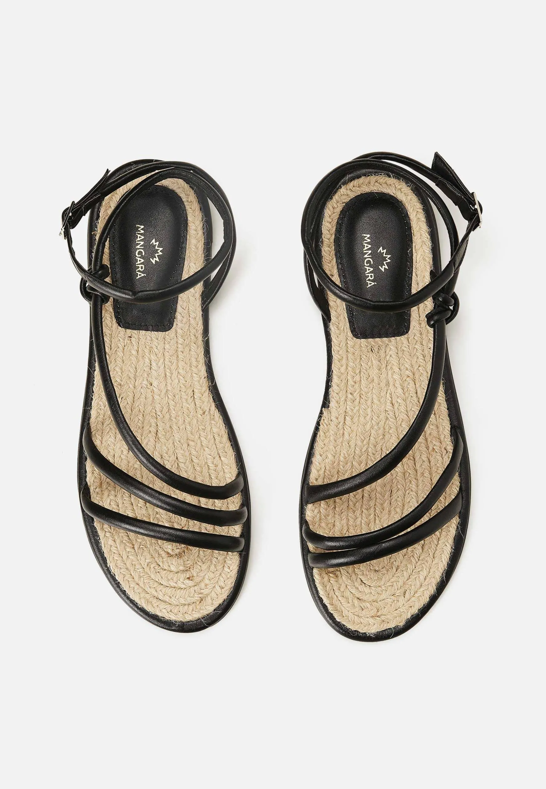 Ladies Flat Black Leather Sandals
