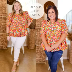 Last Chance Size Small & 2XL | Serious About Spring Floral Babydoll Blouse with Half Sleeves
