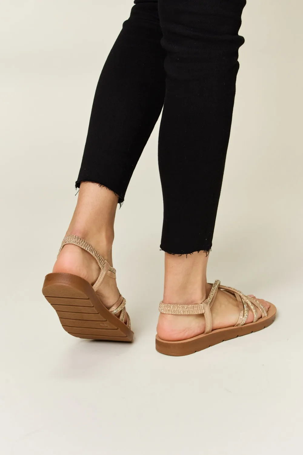 Malibu Rhinestone Crisscross Flat Sandals