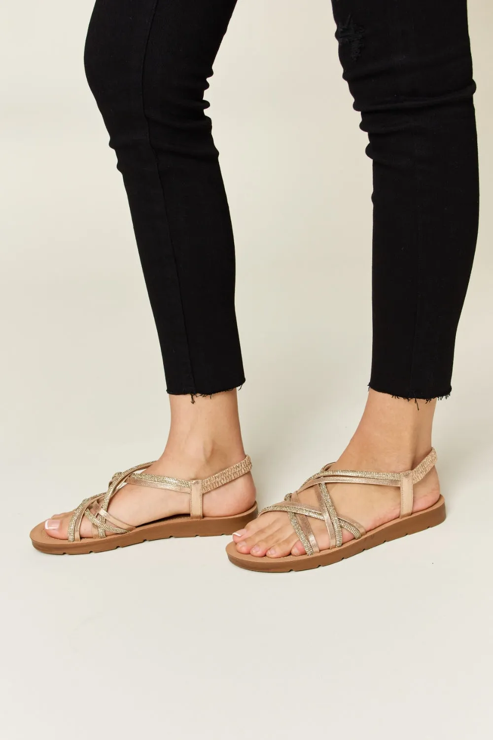 Malibu Rhinestone Crisscross Flat Sandals