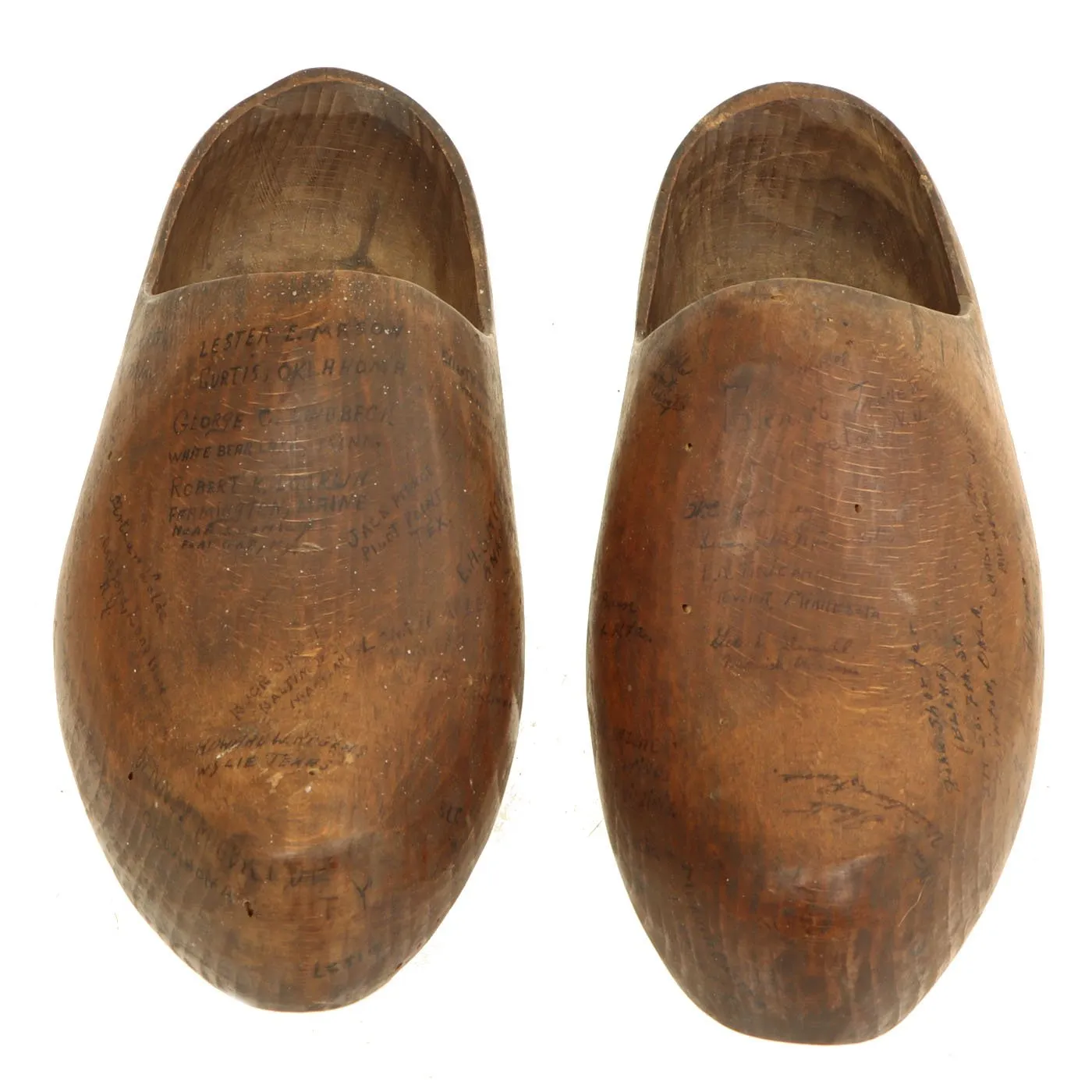 Original U.S. WWII American Soldier Signed Dutch Wood Clogs - USGI Bring Back