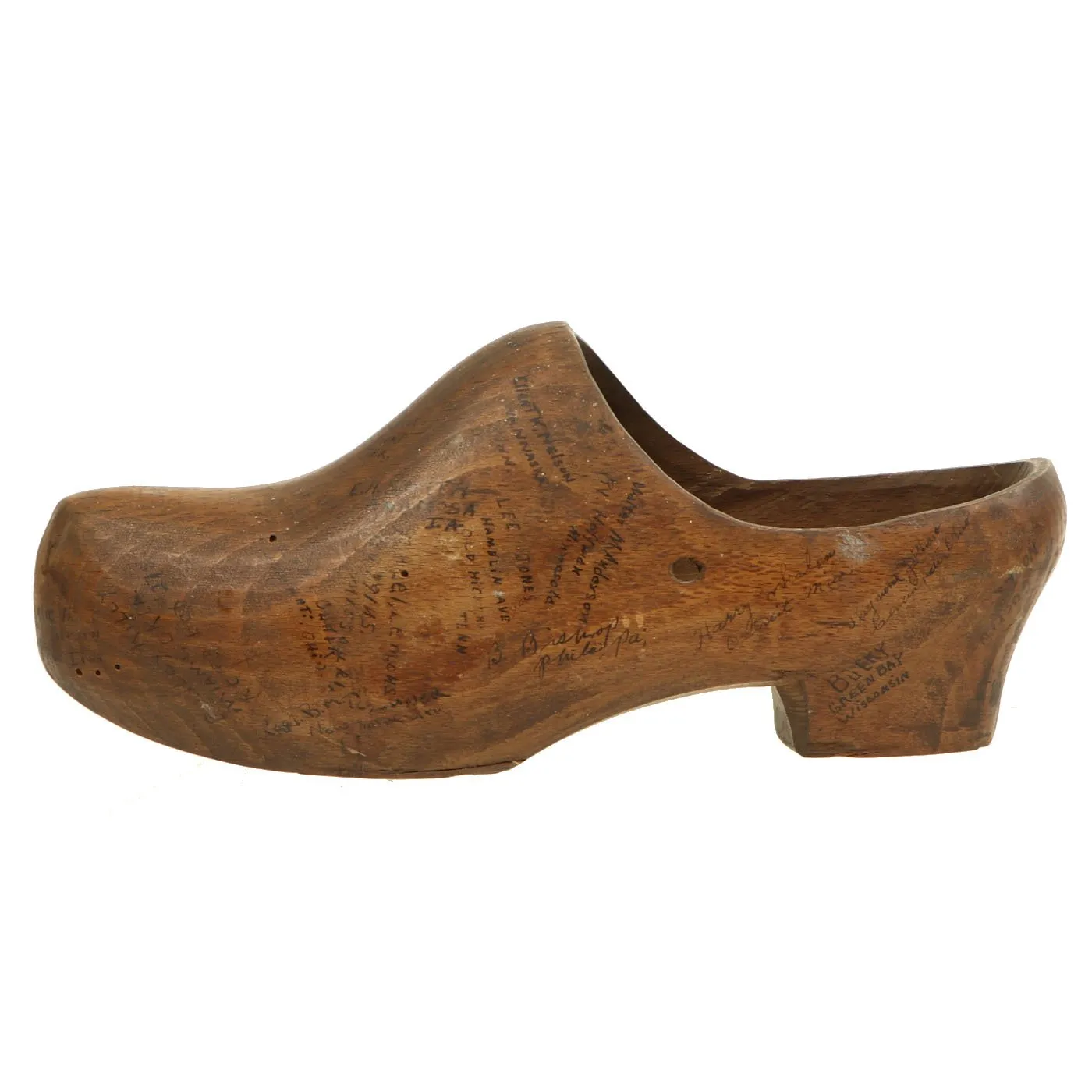 Original U.S. WWII American Soldier Signed Dutch Wood Clogs - USGI Bring Back