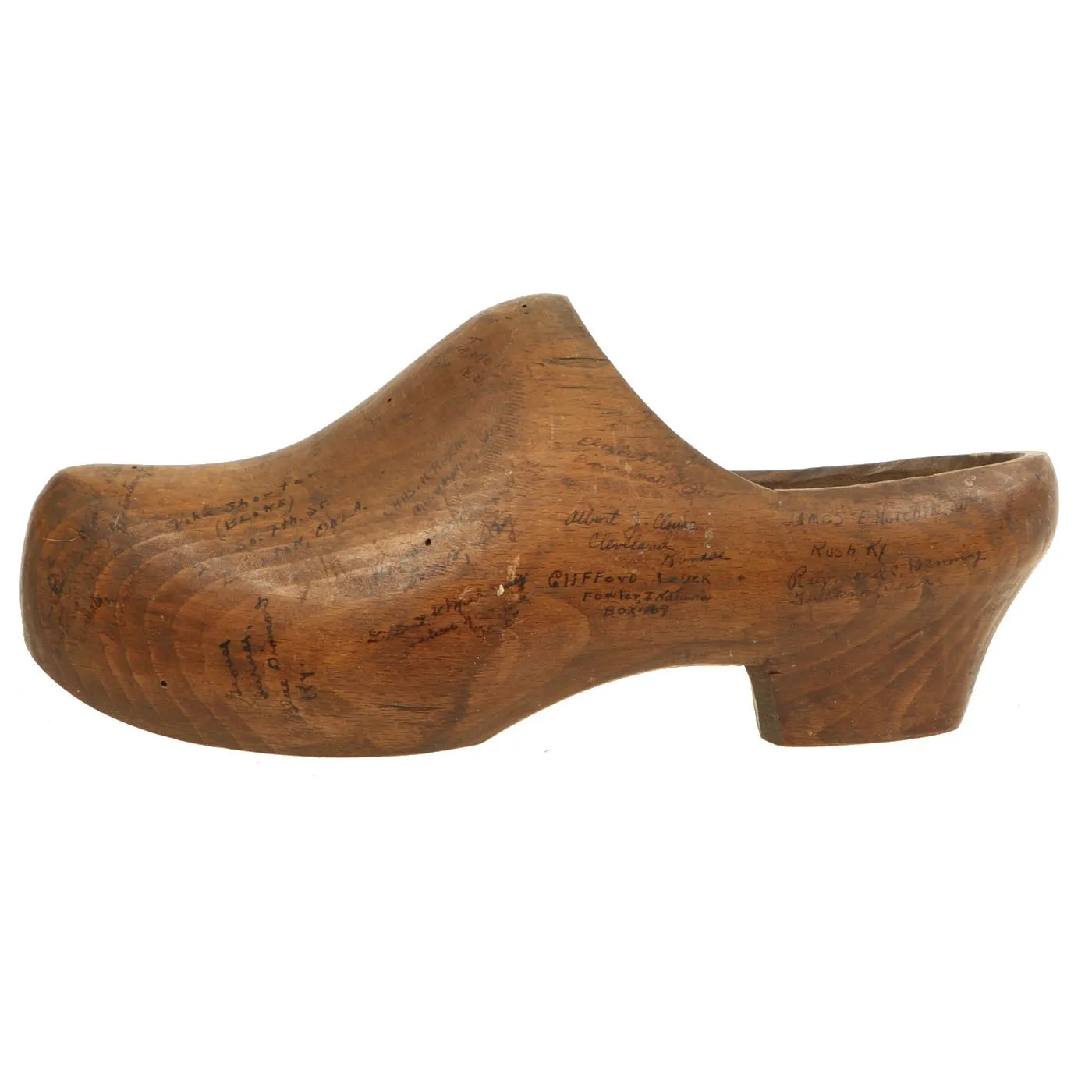 Original U.S. WWII American Soldier Signed Dutch Wood Clogs - USGI Bring Back