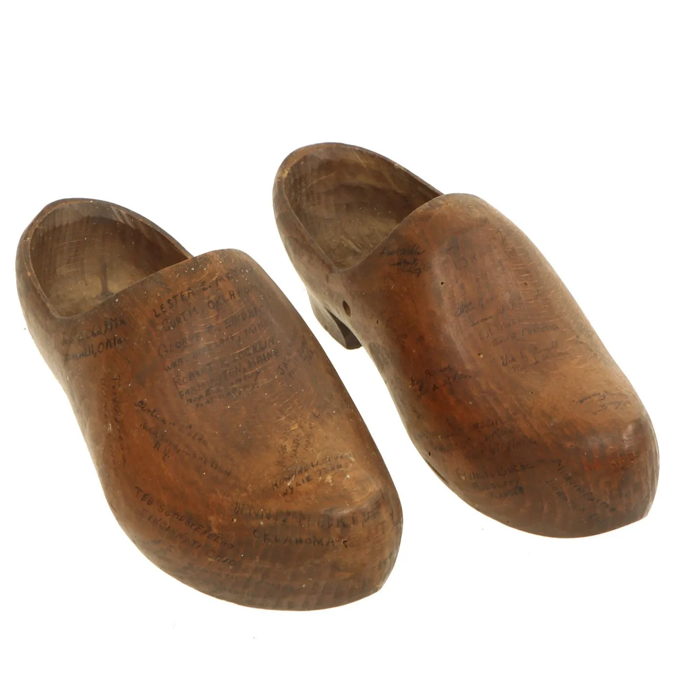 Original U.S. WWII American Soldier Signed Dutch Wood Clogs - USGI Bring Back