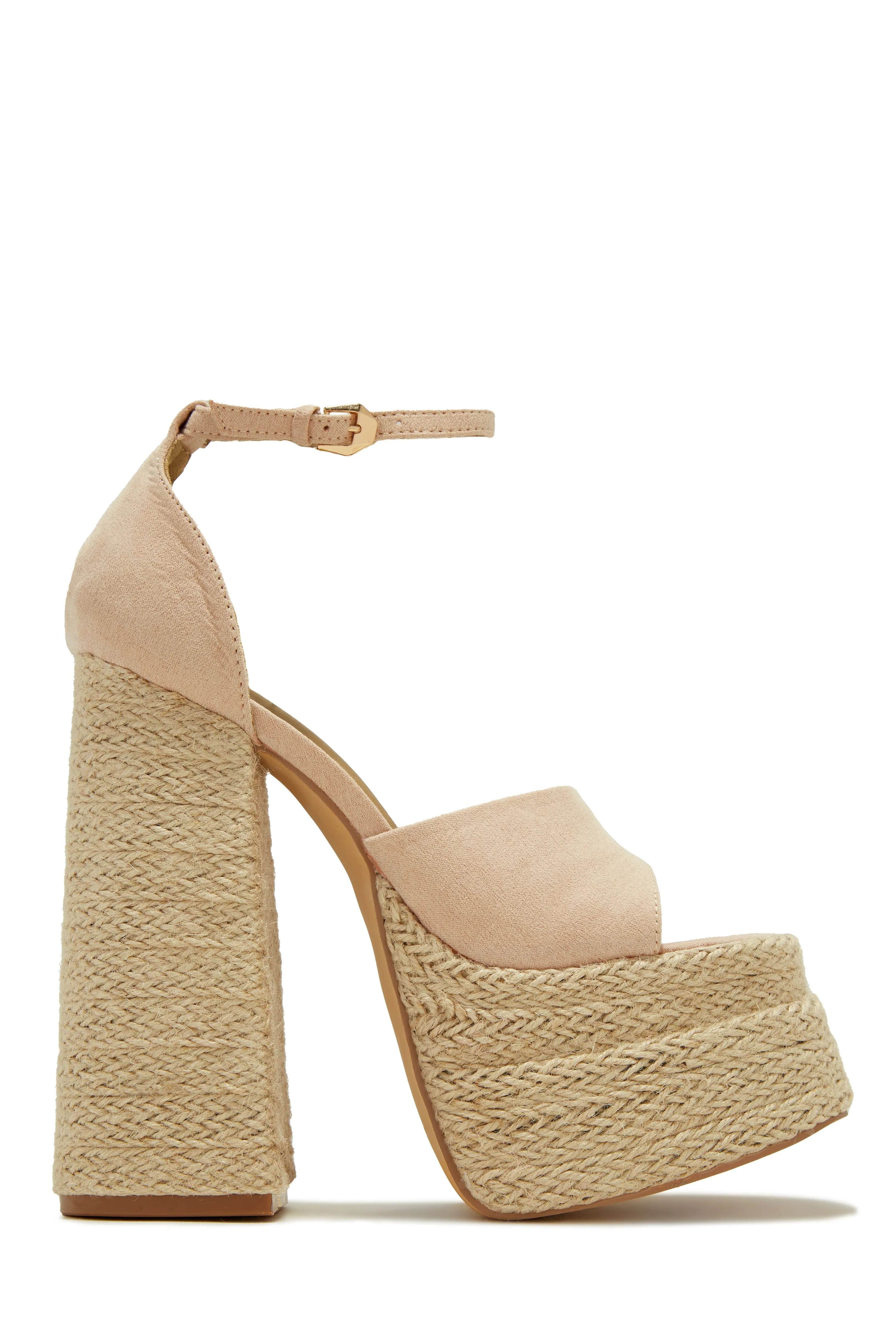 Sunset Margaritas Espadrille Platform Block High Heels - Nude