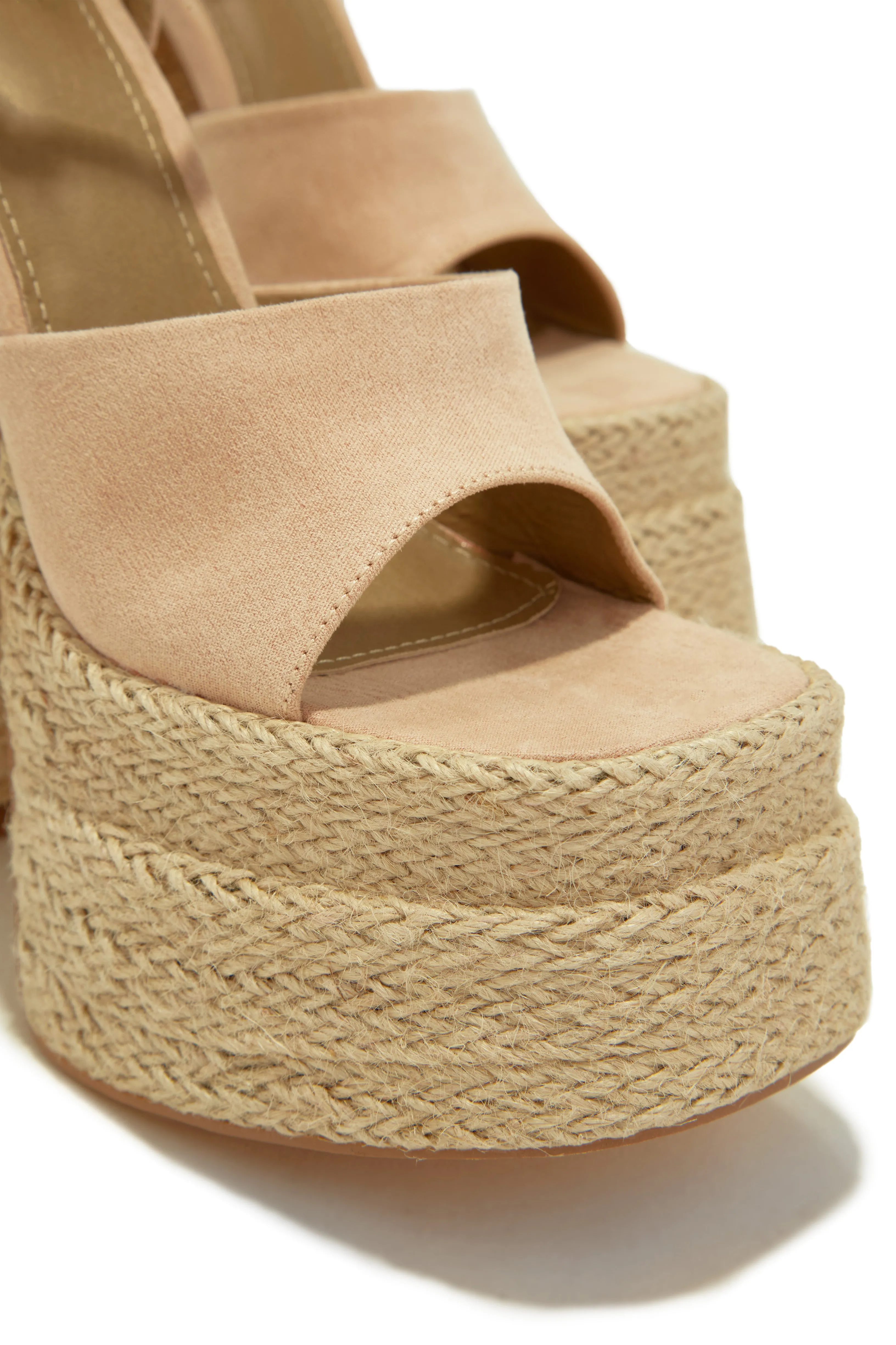 Sunset Margaritas Espadrille Platform Block High Heels - Nude