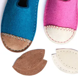 Toecaps in real suede leather - Brown or Natural