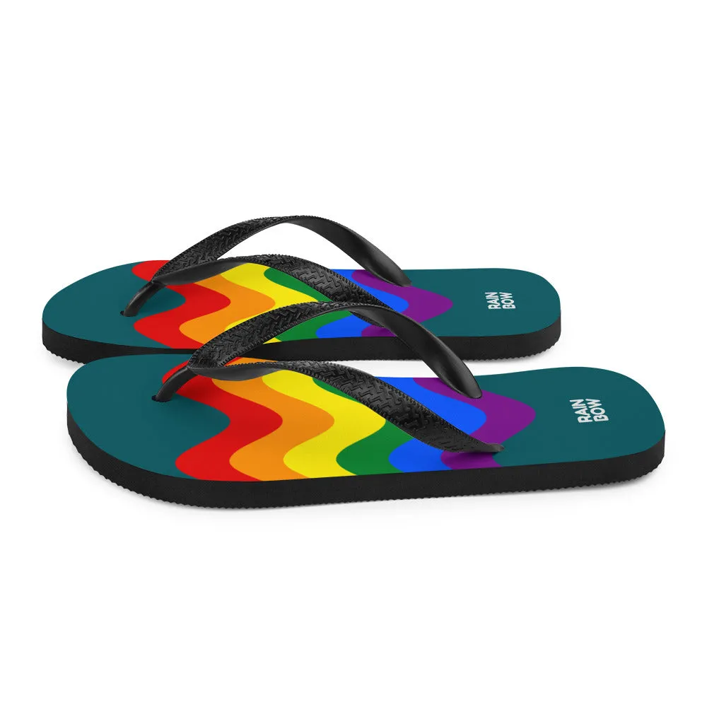 Wavy Rainbow Pride Flag Flip-Flops