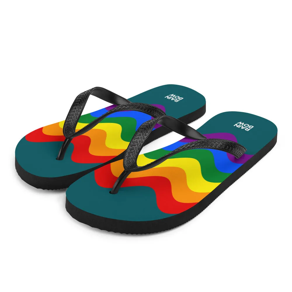 Wavy Rainbow Pride Flag Flip-Flops