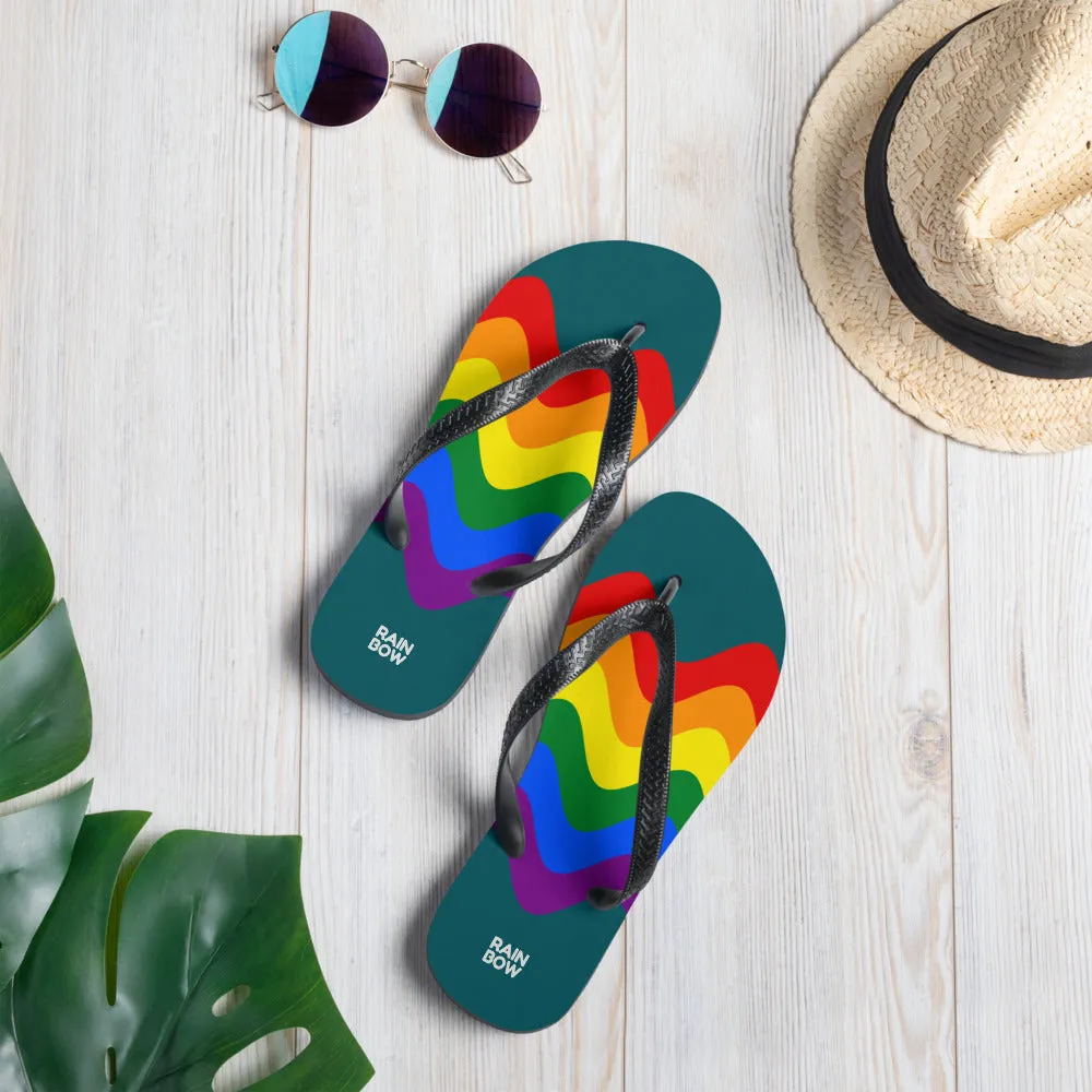 Wavy Rainbow Pride Flag Flip-Flops