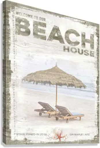 Welcome to the Beach House Sign - Beach Umbrella