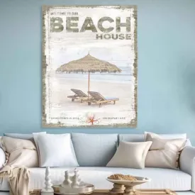 Welcome to the Beach House Sign - Beach Umbrella