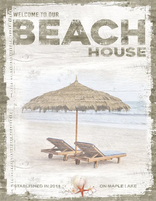 Welcome to the Beach House Sign - Beach Umbrella