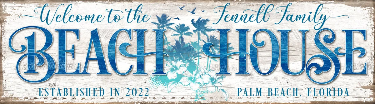 Welcome To the Beach House Sign Palm Trees