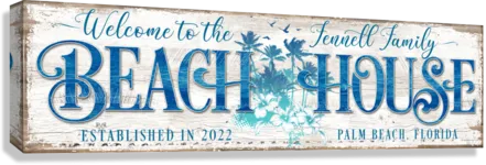 Welcome To the Beach House Sign Palm Trees