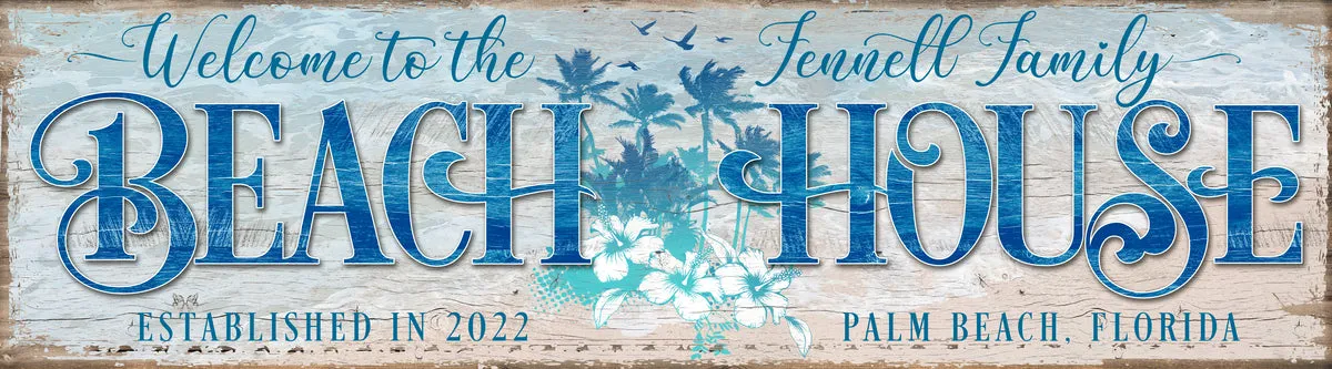Welcome to the Beach House Sign - Wave